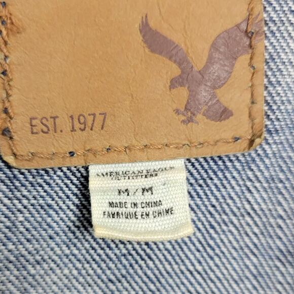 VTG American Eagle Jean Jacket Womens M Medium Blue Wash Indigo Denim Cropped - Picture 6 of 6